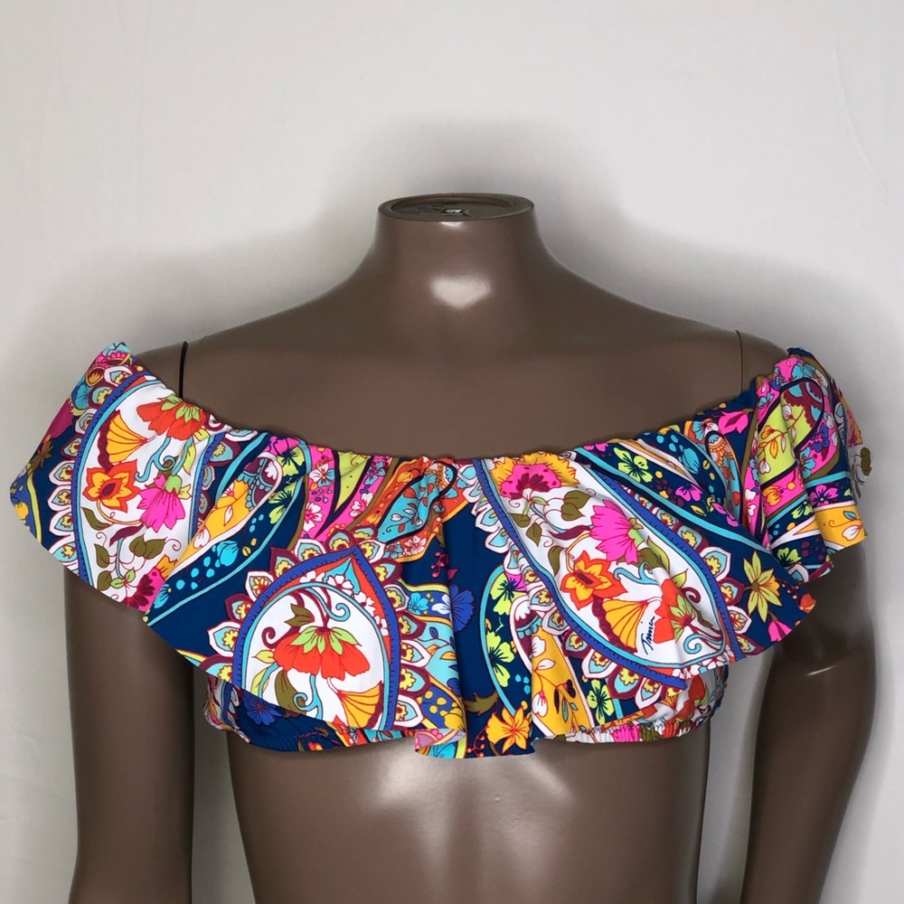 Trina Turk Off Shoulder Moroccan Floral Bikini Top - Picture 1 of 3